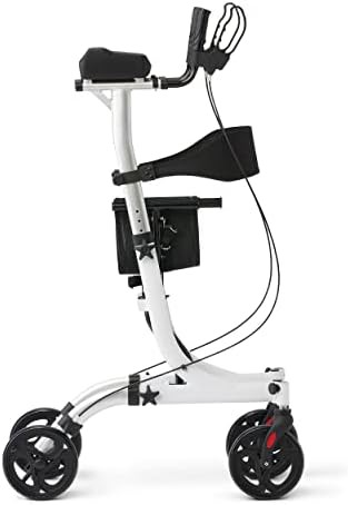 White upright rollator with padded armrests — photo 3