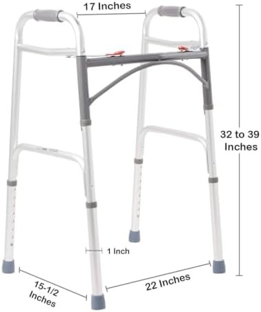 Folding aluminum walker with rubber tips — photo 3