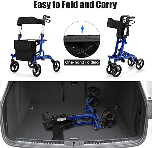 Blue aluminum two in one rollator walker — photo 3