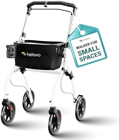 Narrow indoor walker with wooden tray