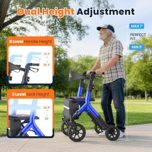 Adjustable height rollator with 10 inch wheels — photo 5