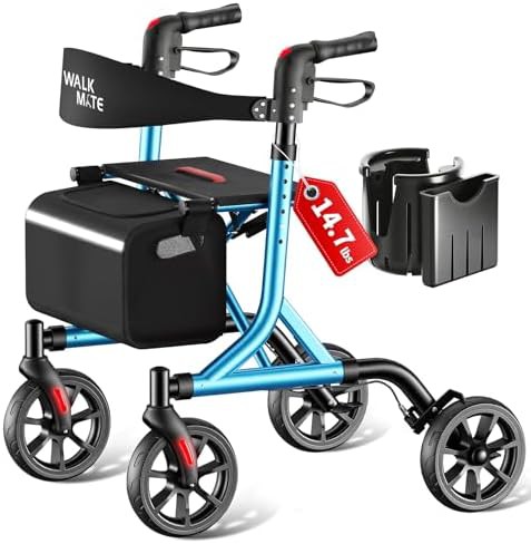 Lightweight aluminum folding walker for seniors