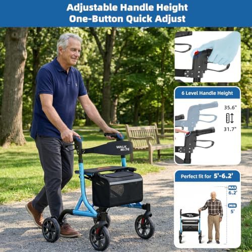 Lightweight aluminum folding walker for seniors — photo 4