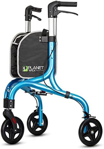 Blue three wheel aluminum mobility walker