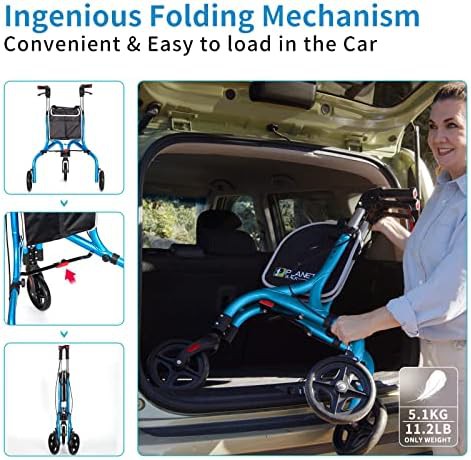 Blue three wheel aluminum mobility walker — photo 5