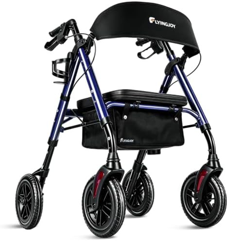 Silver foldable rolling walker for seniors
