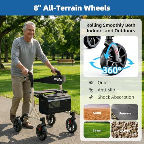 Foldable senior rollator with 300 lb capacity — photo 3