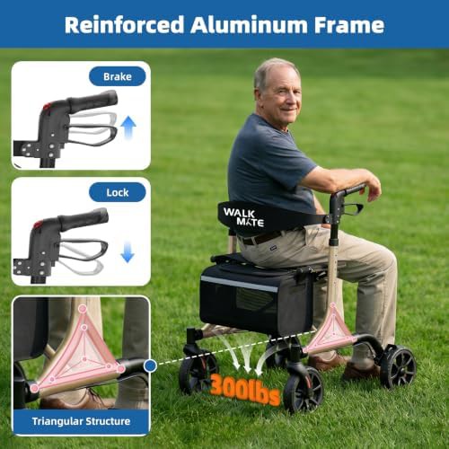 Foldable senior rollator with 300 lb capacity — photo 4