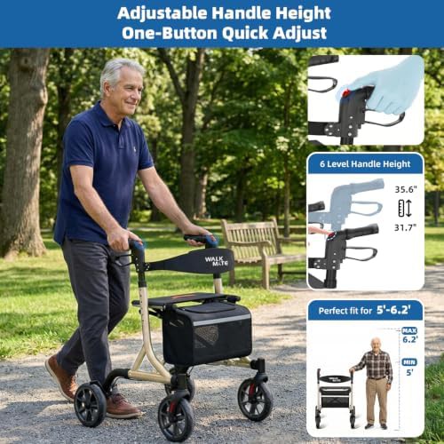 Foldable senior rollator with 300 lb capacity — photo 5