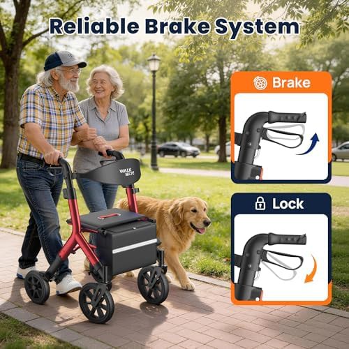 Tall senior rollator with padded seat — photo 4