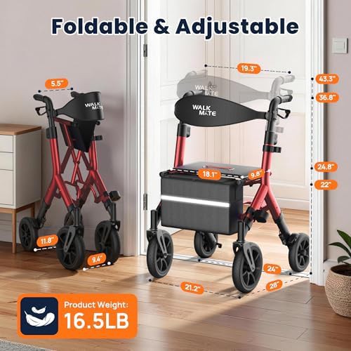 Tall senior rollator with padded seat — photo 5