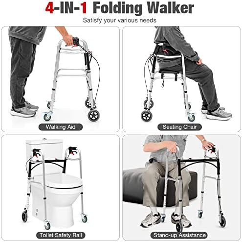 Two button folding rollator with seat — photo 3