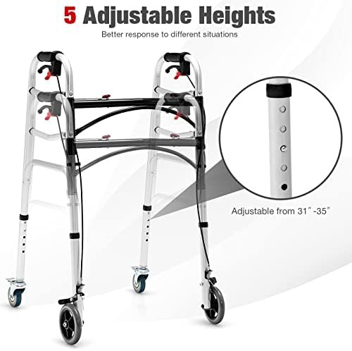 Two button folding rollator with seat — photo 4