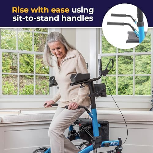 Blue elevate upright walker with armrests — photo 3