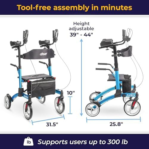 Blue elevate upright walker with armrests — photo 4