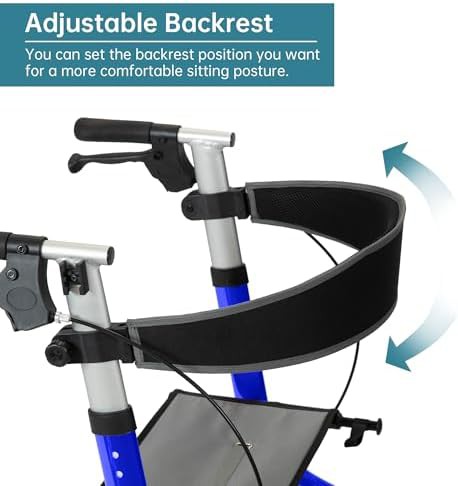 Blue outdoor rolling walker with twelve inch wheels — photo 5