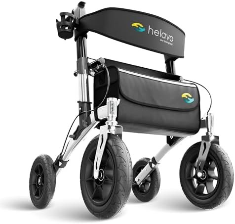 Outdoor Rollator with Solid Rubber Tires