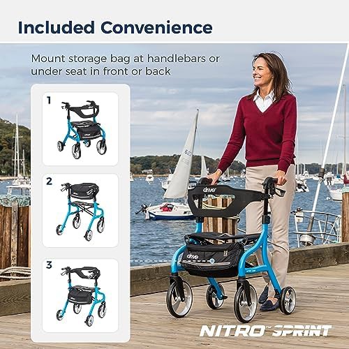 Tall blue nitro sprint rollator — photo 4