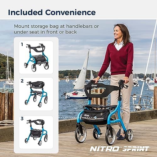 Petite blue nitro sprint rollator walker — photo 4