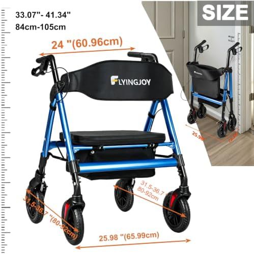Adjustable height bariatric aluminum rollator 450lb — photo 3