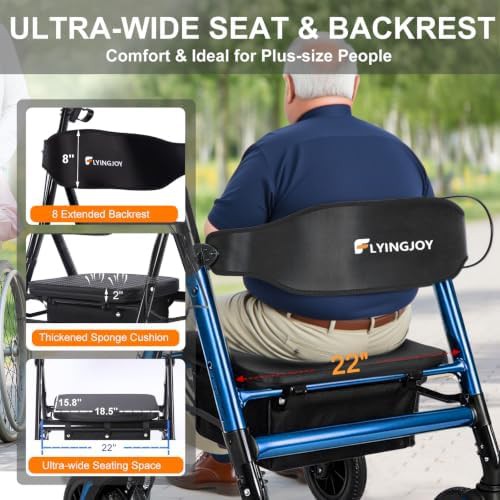Adjustable height bariatric aluminum rollator 450lb — photo 4
