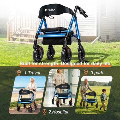 Adjustable height bariatric aluminum rollator 450lb — photo 5