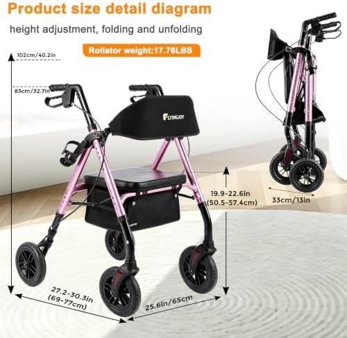 Compact foldable four wheel walker with seat — photo 3