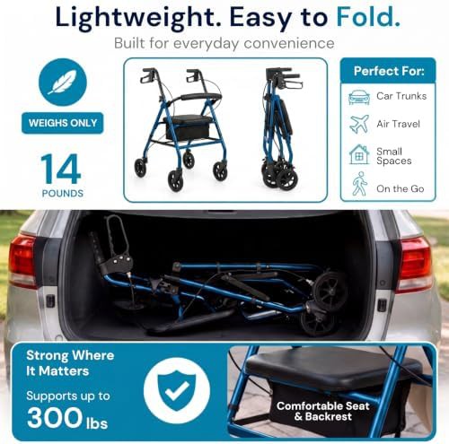 Ultra lightweight aluminum narrow rollator walker — photo 5