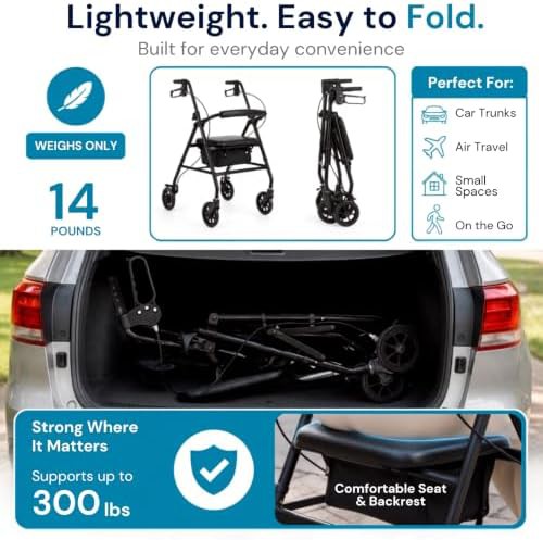 Aluminum easy drive rollator for adults — photo 5