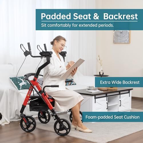 Red heavy duty upright bariatric walker — photo 3