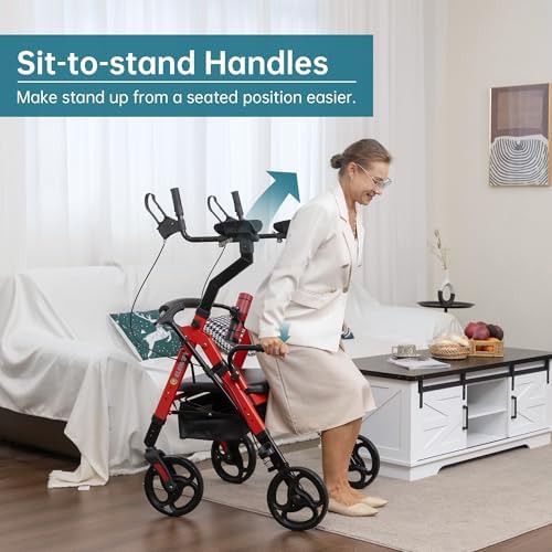 Red heavy duty upright bariatric walker — photo 4