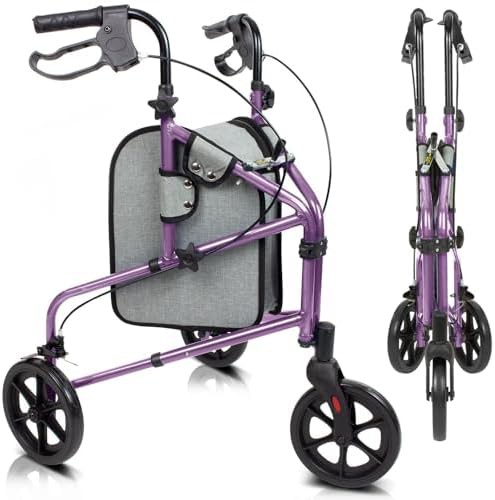 Three wheel foldable rollator for seniors