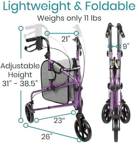 Three wheel foldable rollator for seniors — photo 3