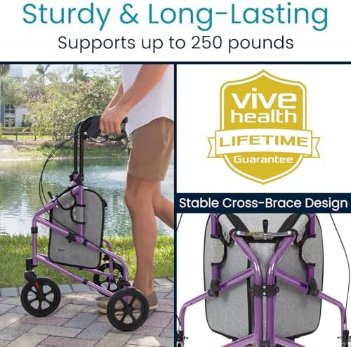 Three wheel foldable rollator for seniors — photo 4