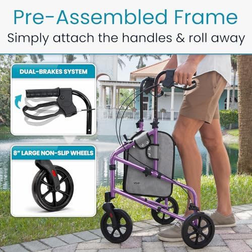 Three wheel foldable rollator for seniors — photo 5