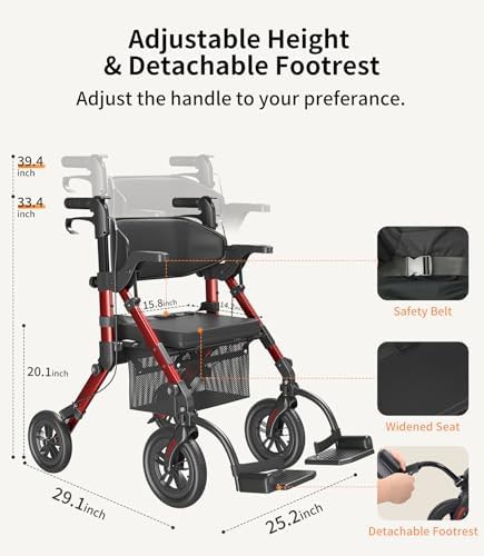 Silver Convertible Walker and Wheelchair Combo — photo 5