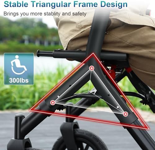 Black Tall Adjustable All Terrain Rollator — photo 3