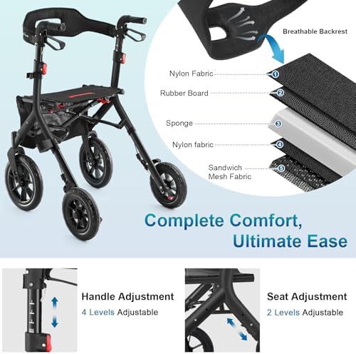Black Tall Adjustable All Terrain Rollator — photo 5