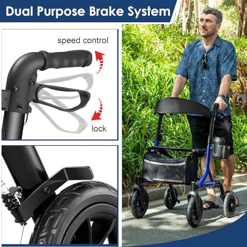 Foldable rollator with ten inch wheels — photo 5