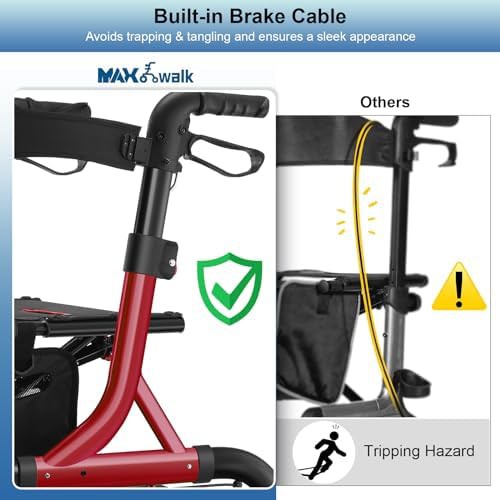Red All Terrain Rollator with Padded Seat — photo 4