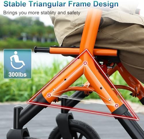 Orange Tall All Terrain Rollator for Seniors — photo 3