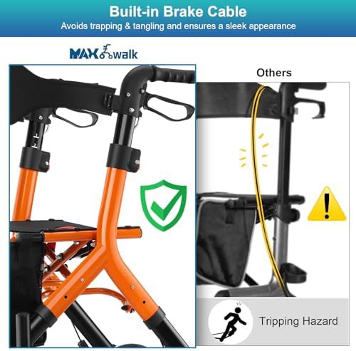 Orange Tall All Terrain Rollator for Seniors — photo 4