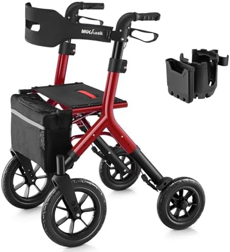 Red Tall Adjustable All Terrain Rollator