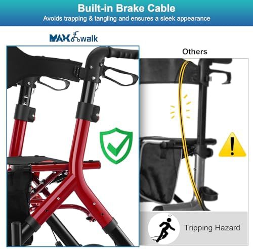 Red Tall Adjustable All Terrain Rollator — photo 4