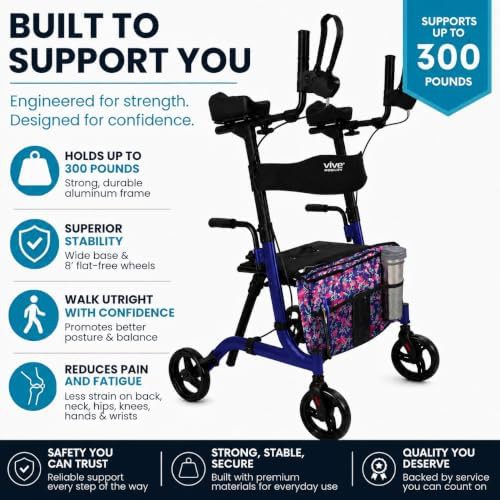Upright walker with eight inch wheels and seat — photo 3