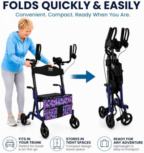 Upright walker with eight inch wheels and seat — photo 4