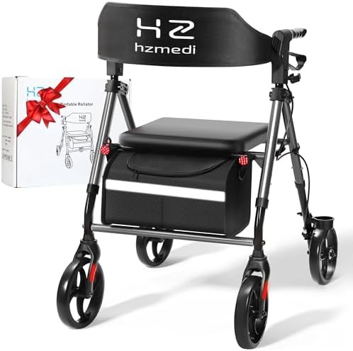 Grey eight inch wheel rollator walker