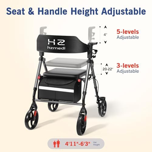 Grey eight inch wheel rollator walker — photo 3