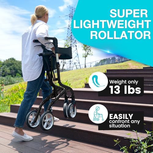 Black all terrain rollator with rubber wheels — photo 5