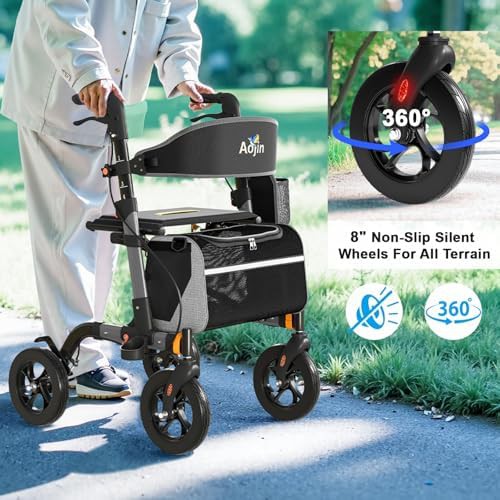 Gray aluminum folding rollator for adults — photo 5